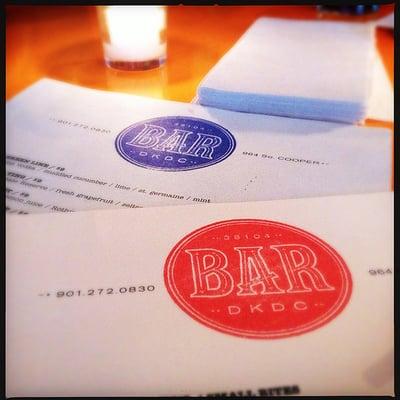 Bar DKDC menus.