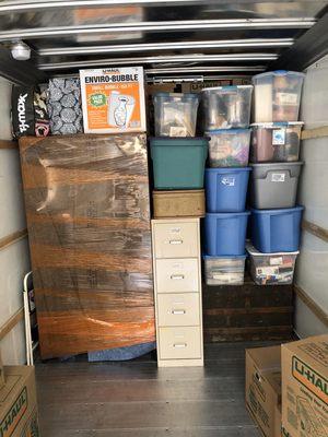 This truck was about half way full on a one way to Portland. All wrapped up and stacked neatly to ensure the safety of the goods!