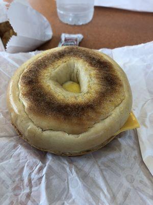 Turkey Sausage Egg & Cheese on a bagel