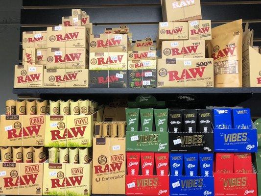 Raw & vibes papers and cones.