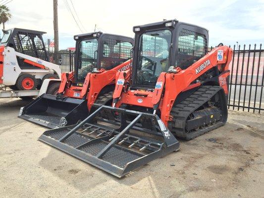 Kubota Skidsteers available with many attachments from buckets to breakers.