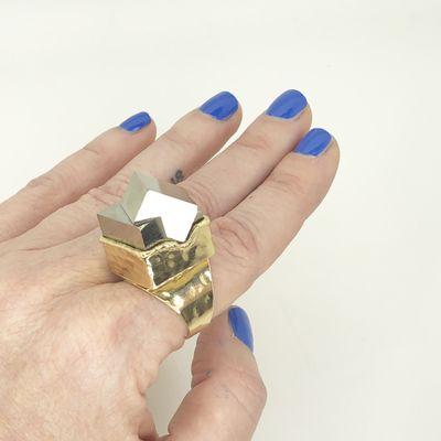 Pyrite cube squared Ring by Sheila B.