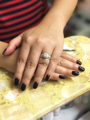 "Black Magic" on natural nails. We loved how it turned out, absolutely gorgeous.