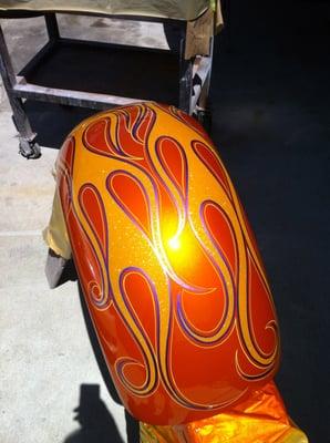 flames on harley davidson motorcycle fender