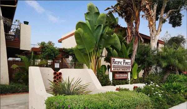 Main entry way for this cute apartment community in Carlsbad.