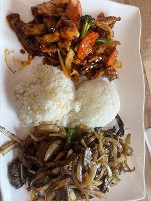 Spicy Chicken Teriyaki And Mongolian Beef.