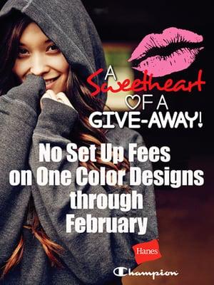 No Set Up Fees on One Color Designs through February