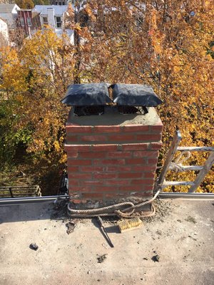 Replaced chimney with new bricks and new chimney cover.