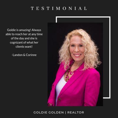 Testimonial and 
 Your Texas Platinum Agent www.goldiegolden.realtor