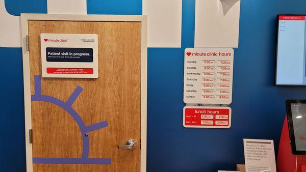 Hours for the Minute Clinic inside CVS