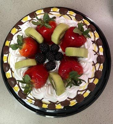 Chocolate layer cake with glazed fruit !