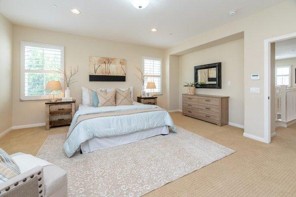 AHHH, the master bedroom. Here the sheets must be fresh. ALWAYS. Hair does not belong in this bed before use. Our cleaners know that too!