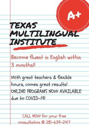 English is one of the many languages TMI offers for students, adults, and professionals. ‍