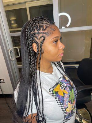 Half braids/half weave