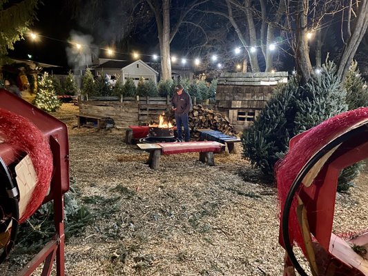 Holiday village has two conversation fire pits.