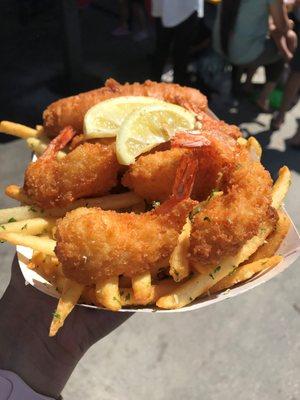 Our new Samuel Adams beer battered cod, new breaded shrimp, and fan favorite garlic fries