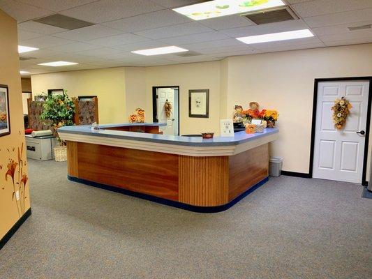 Front desk in the patient waiting area (Fall season)