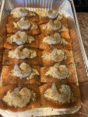 Salmon with Crab Imperial and Jumbo Shrimp