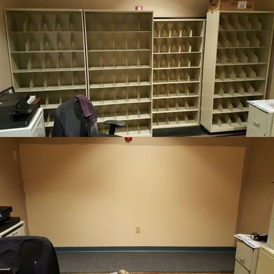 Medical records cabinets removed and hauled away.