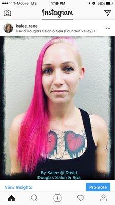 By Kalee  From black to pink w/ blonde roots