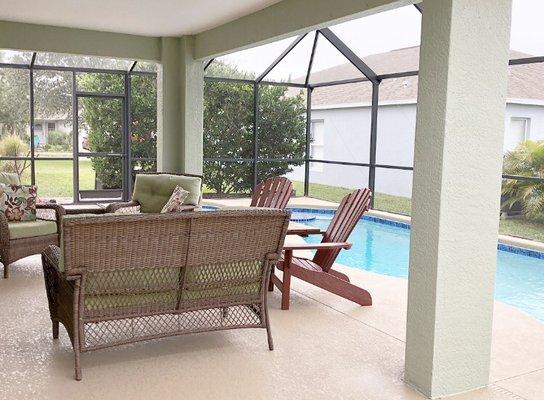 Pool deck painted in Melbourne, Fl using Sherwin-Williams H&C Color Top.