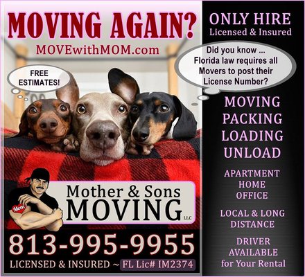 Mother & Sons Moving  813-995-9955