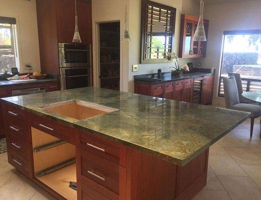 Island granite countertop