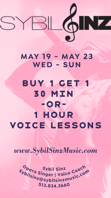 Sale ends Sunday!!! Buy 1 #VoiceLesson and Get 1 of equal value FREE!!! Visit My Site to shop www.SybilSinzMusic.com