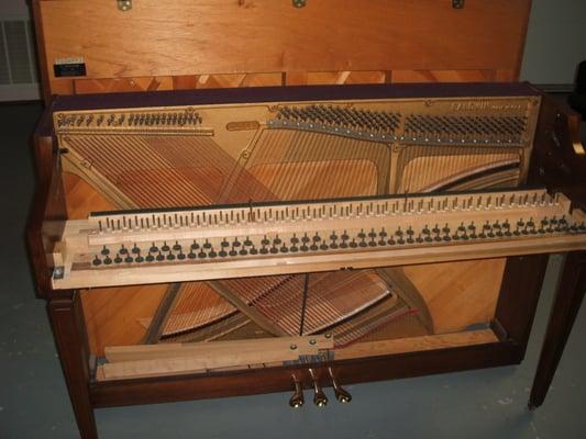 Cleaning out a upright piano and reconditioning process.