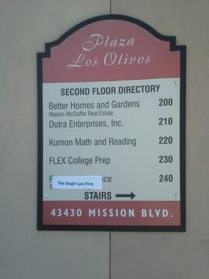 Plaza Los Olivos Directory, Fremont, CA.