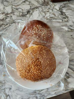 Red bean bread and one with mochi!