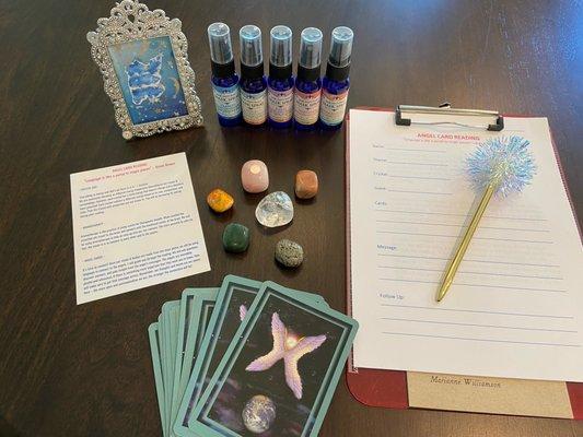 Angel card reading set up