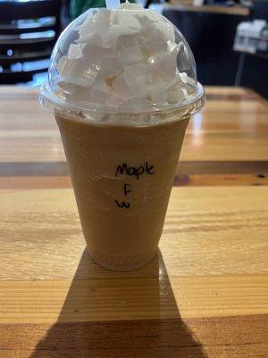 Maple Fredda (frozen coffee drink).