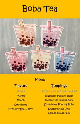 Boba Tea Menu