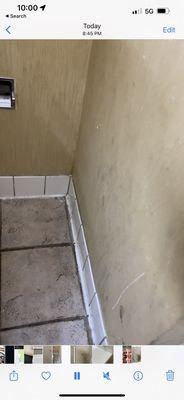 Spit on the wall in the bathroom