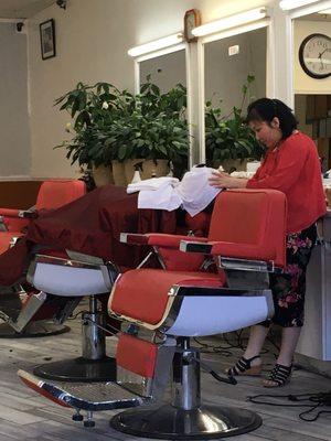 The shave is a 5 step trim prior to straight razor.