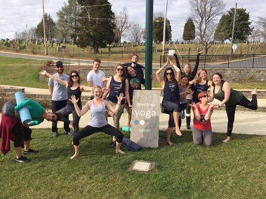 We do Yoga in the Park!