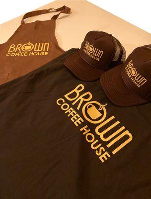 Custom Printed T-Shirts, Caps & Aprons. Great For Restaurants And Coffee Shops.