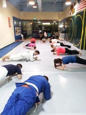 Planking during Ab Buster