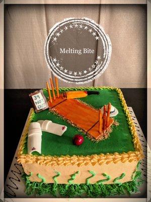 Cricket Theme Mango Cake