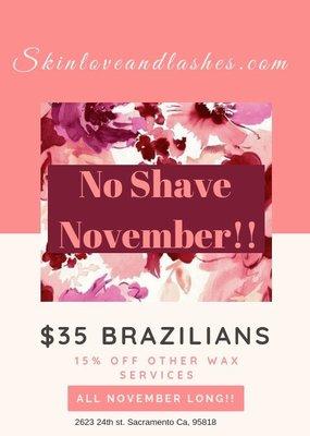 Brazilian wax $35 and 15% off all other wax