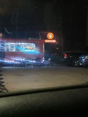 Parked in front of Shell gas station while waiting for tacos and more. The front the business.