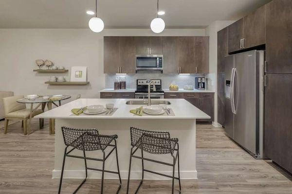 Kitchen islands available in Downtown luxury apartments