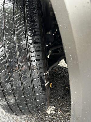 Patch on side wall of tire