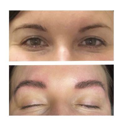 Before and after microblading