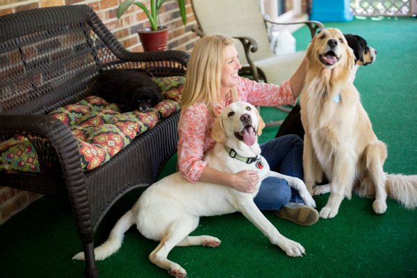 We have a 500 sqft screened in patio covered with outdoor carpet. It is a great space for the dogs to play.