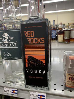 Red Rocks Vodka really smooth, cheap, and local. Tough to beat!