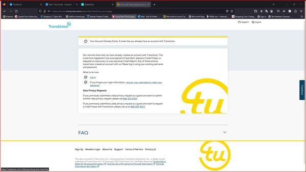TRansUnion website message to me