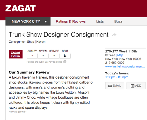 Rated by Zagat