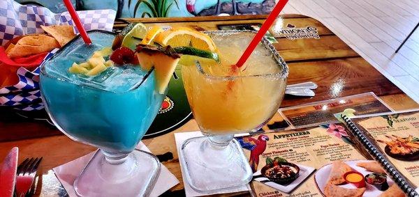 Blue coconut margarita and the Coronarita...DELICIOUS! And I didn't have to order mine frozen it came on the rocks!